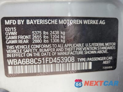 Zdjęcie 12 z 12 samochodu: 2015 BMW 640 XI GRAN COUPE VIN:WBA6B8C51FD453908 - miniatura