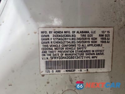 Zdjęcie 13 z 13 samochodu: 2016 ACURA MDX TECHNOLOGY VIN:5FRYD3H42GB013472 - miniatura