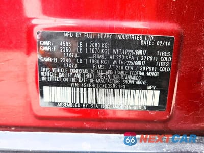 Zdjęcie 14 z 14 samochodu: 2014 SUBARU OUTBACK 2.5I LIMITED VIN:4S4BRCLC4E3292193 - miniatura