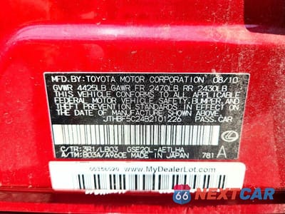 Zdjęcie 12 z 12 samochodu: 2011 LEXUS IS 250 VIN:JTHBF5C24B2101226 - miniatura