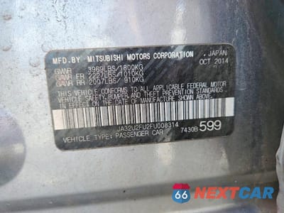 Zdjęcie 12 z 12 samochodu: 2015 MITSUBISHI LANCER ES VIN:JA32U2FU2FU008314 - miniatura