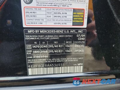 Zdjęcie 13 z 13 samochodu: 2010 MERCEDES-BENZ GL 550 4MATIC VIN:4JGBF8GE9AA536931 - miniatura