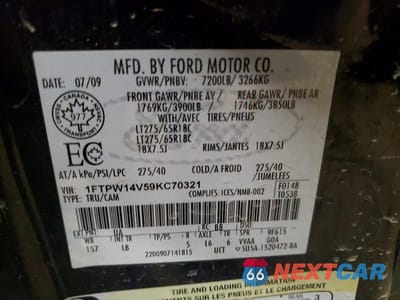 Zdjęcie 12 z 12 samochodu: 2009 FORD F150 VIN:1FTPW14V59KC70321 - miniatura