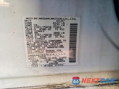 Zdjęcie 12 z 12 samochodu: 2007 NISSAN TITAN LE CREW CAB VIN:1N6BA07B47N241552 - miniatura