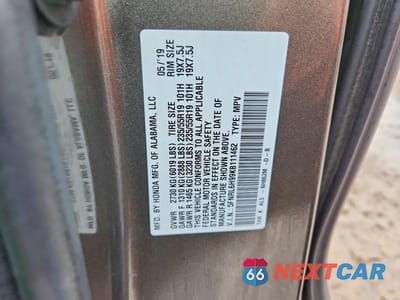 Zdjęcie 13 z 13 samochodu: 2019 HONDA ODYSSEY ELITE VIN:5FNRL6H99KB111462 - miniatura