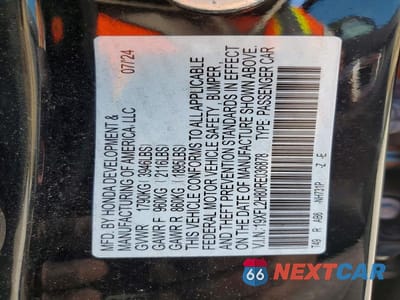 Zdjęcie 12 z 12 samochodu: 2024 HONDA CIVIC SPORT VIN:19XFL2H80RE036878 - miniatura