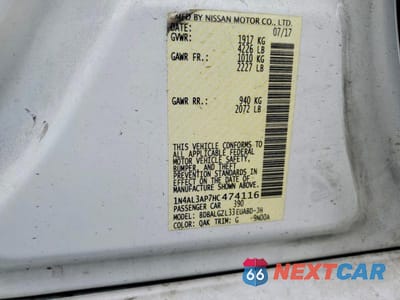 Zdjęcie 12 z 12 samochodu: 2017 NISSAN ALTIMA 2.5 S VIN:1N4AL3AP7HC474116 - miniatura
