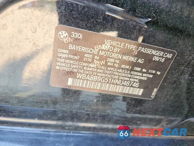 Zdjęcie 12 z 12 samochodu: 2017 BMW 330 I VIN:WBA8B9G51HNU48746 - miniatura