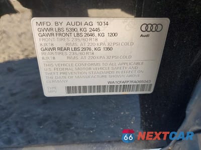 Zdjęcie 13 z 13 samochodu: 2015 AUDI Q5 PREMIUM VIN:WA1CFAFP7FA065043 - miniatura