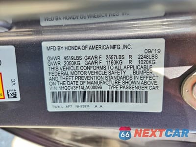 Zdjęcie 12 z 12 samochodu: 2020 HONDA ACCORD HYBRID VIN:1HGCV3F14LA000096 - miniatura
