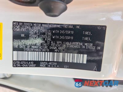 Zdjęcie 12 z 12 samochodu: 2019 TOYOTA HIGHLANDER LIMITED VIN:5TDDZRFH4KS738019 - miniatura