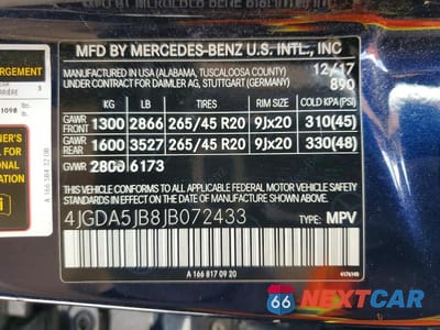 Zdjęcie 13 z 13 samochodu: 2018 MERCEDES-BENZ GLE 350 VIN:4JGDA5JB8JB072433 - miniatura