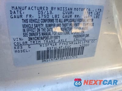 Zdjęcie 12 z 12 samochodu: 2014 NISSAN VERSA 1.6 S VIN:3N1CN7AP3EL811971 - miniatura