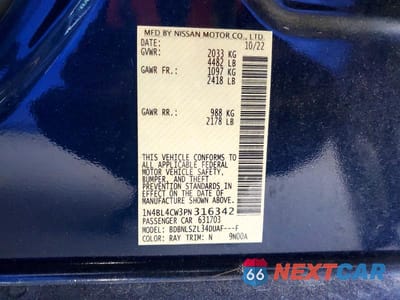 Zdjęcie 12 z 12 samochodu: 2023 NISSAN ALTIMA SR VIN:1N4BL4CW3PN316342 - miniatura