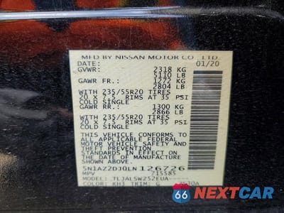 Zdjęcie 13 z 13 samochodu: 2020 NISSAN MURANO PLATINUM VIN:5N1AZ2DJ0LN126726 - miniatura