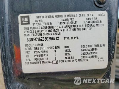 Zdjęcie 13 z 13 samochodu: 2003 CHEVROLET SUBURBAN C1500 VIN:3GNEC16Z83G256712 - miniatura