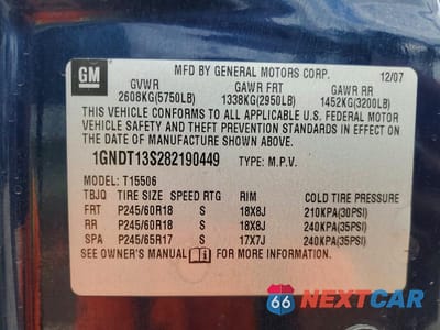 Zdjęcie 13 z 13 samochodu: 2008 CHEVROLET TRAILBLAZER LS VIN:1GNDT13S282190449 - miniatura