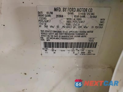 Zdjęcie 13 z 13 samochodu: 2008 FORD EDGE VIN:2FMDK48C78BB22281 - miniatura