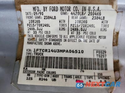 Zdjęcie 12 z 12 samochodu: 1991 FORD RANGER SUPER CAB VIN:1FTCR14U3MPA06510 - miniatura
