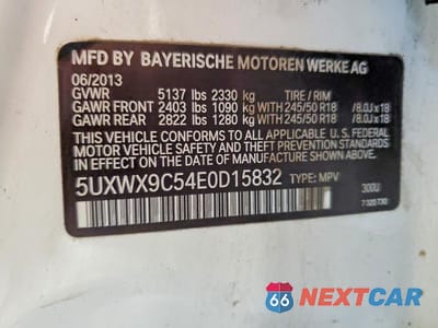 Zdjęcie 13 z 13 samochodu: 2014 BMW X3 XDRIVE28I VIN:5UXWX9C54E0D15832 - miniatura