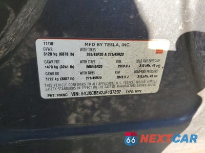 Zdjęcie 13 z 13 samochodu: 2018 TESLA MODEL X VIN:5YJXCBE42JF137392 - miniatura