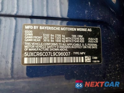 Zdjęcie 12 z 12 samochodu: 2020 BMW X5 XDRIVE40I VIN:5UXCR6C07L9C96007 - miniatura
