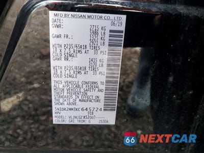 Zdjęcie 13 z 13 samochodu: 2019 NISSAN PATHFINDER SL VIN:5N1DR2MM3KC645724 - miniatura