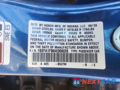 Zdjęcie 12 z 12 samochodu: 2010 HONDA CIVIC EXL VIN:19XFA1F98AE006026 - miniatura