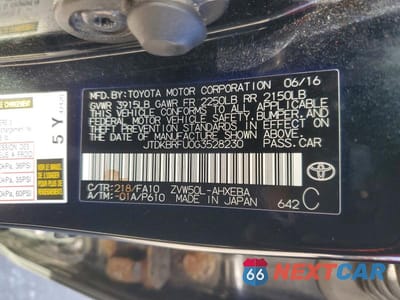 Zdjęcie 12 z 12 samochodu: 2016 TOYOTA PRIUS TWO VIN:JTDKBRFU0G3528230 - miniatura