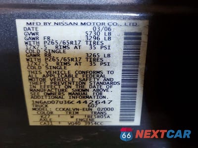 Zdjęcie 12 z 12 samochodu: 2006 NISSAN FRONTIER SE VIN:1N6AD07U36C442647 - miniatura