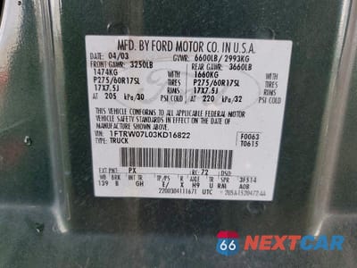 Zdjęcie 12 z 12 samochodu: 2003 FORD F150 SUPERCREW VIN:1FTRW07L03KD16822 - miniatura