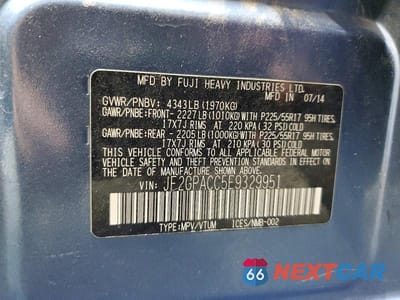 Zdjęcie 13 z 13 samochodu: 2014 SUBARU XV CROSSTREK 2.0 PREMIUM VIN:JF2GPACC5E9329951 - miniatura