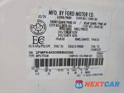 Zdjęcie 13 z 13 samochodu: 2024 FORD EDGE TITANIUM VIN:2FMPK4K93RBB02542 - miniatura