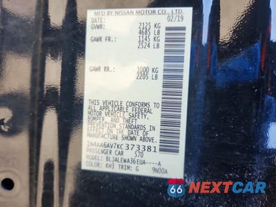 Zdjęcie 12 z 12 samochodu: 2019 NISSAN MAXIMA 3.5 SL VIN:1N4AA6AV7KC373381 - miniatura