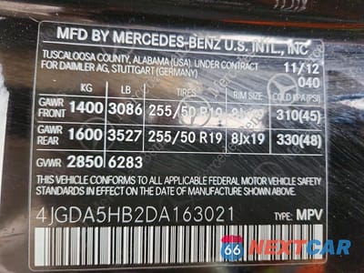 Zdjęcie 14 z 14 samochodu: 2013 MERCEDES-BENZ ML 350 4MATIC VIN:4JGDA5HB2DA163021 - miniatura