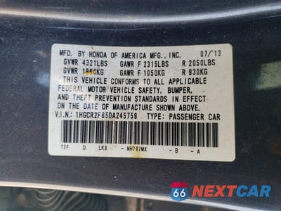 Zdjęcie 12 z 12 samochodu: 2013 HONDA ACCORD EXL VIN:1HGCR2F85DA245759 - miniatura