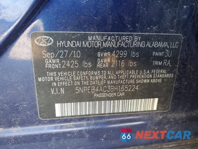 Zdjęcie 12 z 12 samochodu: 2011 HYUNDAI SONATA GLS VIN:5NPEB4AC3BH165224 - miniatura