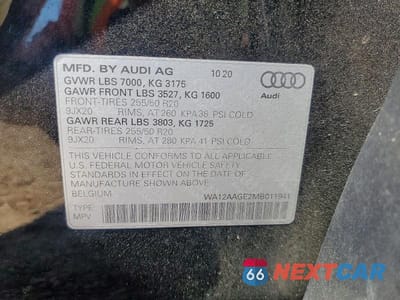 Zdjęcie 14 z 14 samochodu: 2021 AUDI E-TRON SPORTBACK PREMIUM PLUS VIN:WA12AAGE2MB011941 - miniatura