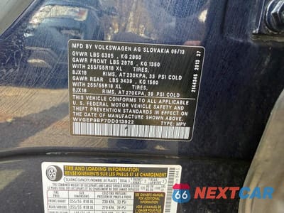 Zdjęcie 10 z 10 samochodu: 2013 VOLKSWAGEN TOUAREG V6 TDI VIN:WVGEP9BP7DD013922 - miniatura
