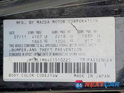 Zdjęcie 13 z 13 samochodu: 2012 MAZDA 3 S VIN:JM1BL1M64C1510225 - miniatura