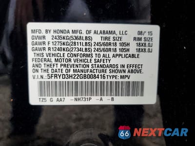 Zdjęcie 13 z 13 samochodu: 2016 ACURA MDX VIN:5FRYD3H22GB008416 - miniatura