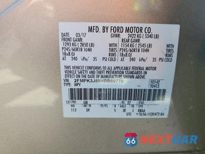 Zdjęcie 13 z 13 samochodu: 2017 FORD EDGE SEL VIN:2FMPK3J88HBB69770 - miniatura