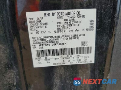 Zdjęcie 12 z 12 samochodu: 2014 FORD F150 SUPER CAB VIN:1FTFX1ET9EFC28887 - miniatura