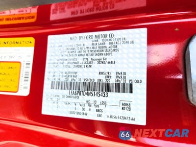 Zdjęcie 12 z 12 samochodu: 2022 FORD MUSTANG VIN:1FA6P8TD4N5145433 - miniatura