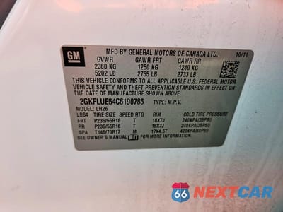Zdjęcie 13 z 13 samochodu: 2012 GMC TERRAIN SLT VIN:2GKFLUE54C6190785 - miniatura