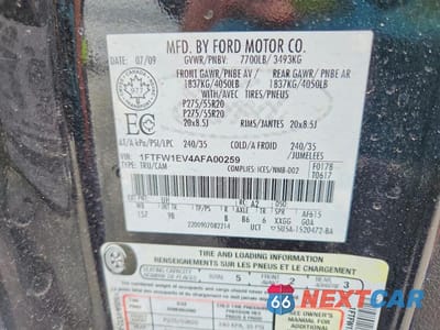 Zdjęcie 12 z 12 samochodu: 2010 FORD F150 SUPERCREW VIN:1FTFW1EV4AFA00259 - miniatura