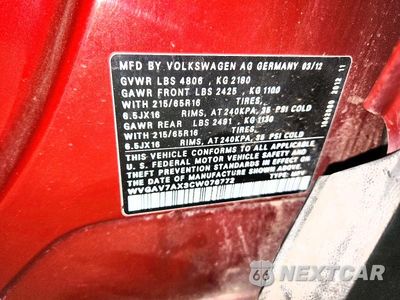 Zdjęcie 13 z 13 samochodu: 2012 VOLKSWAGEN TIGUAN S VIN:WVGAV7AX3CW076772 - miniatura