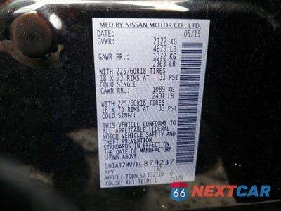 Zdjęcie 14 z 14 samochodu: 2015 NISSAN ROGUE SL VIN:5N1AT2MV7FC879237 - miniatura