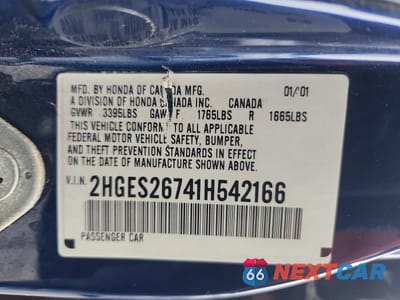 Zdjęcie 13 z 13 samochodu: 2001 HONDA CIVIC EX VIN:2HGES26741H542166 - miniatura