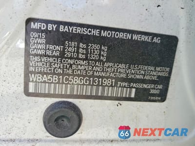 Zdjęcie 12 z 12 samochodu: 2016 BMW 535 I VIN:WBA5B1C58GG131981 - miniatura